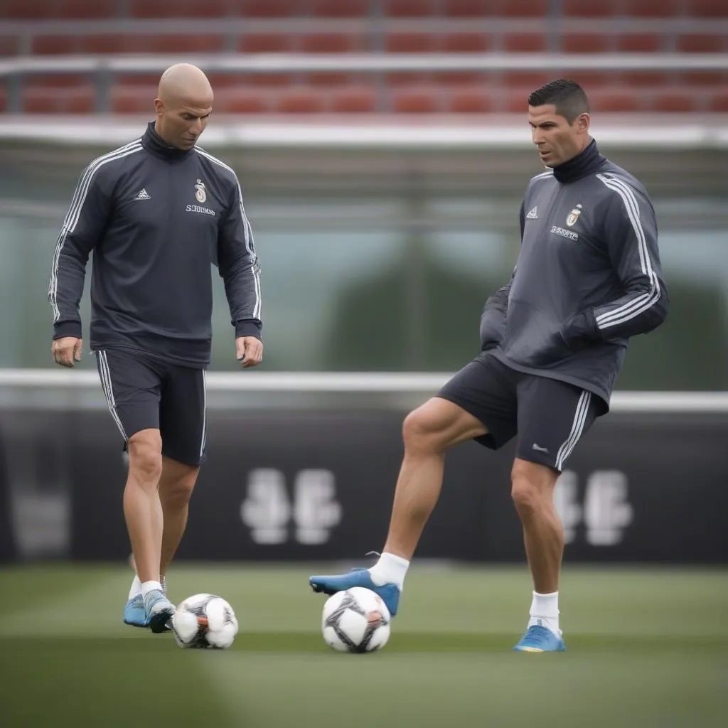 Ronaldo và Zidane luyện tập cùng Real Madrid