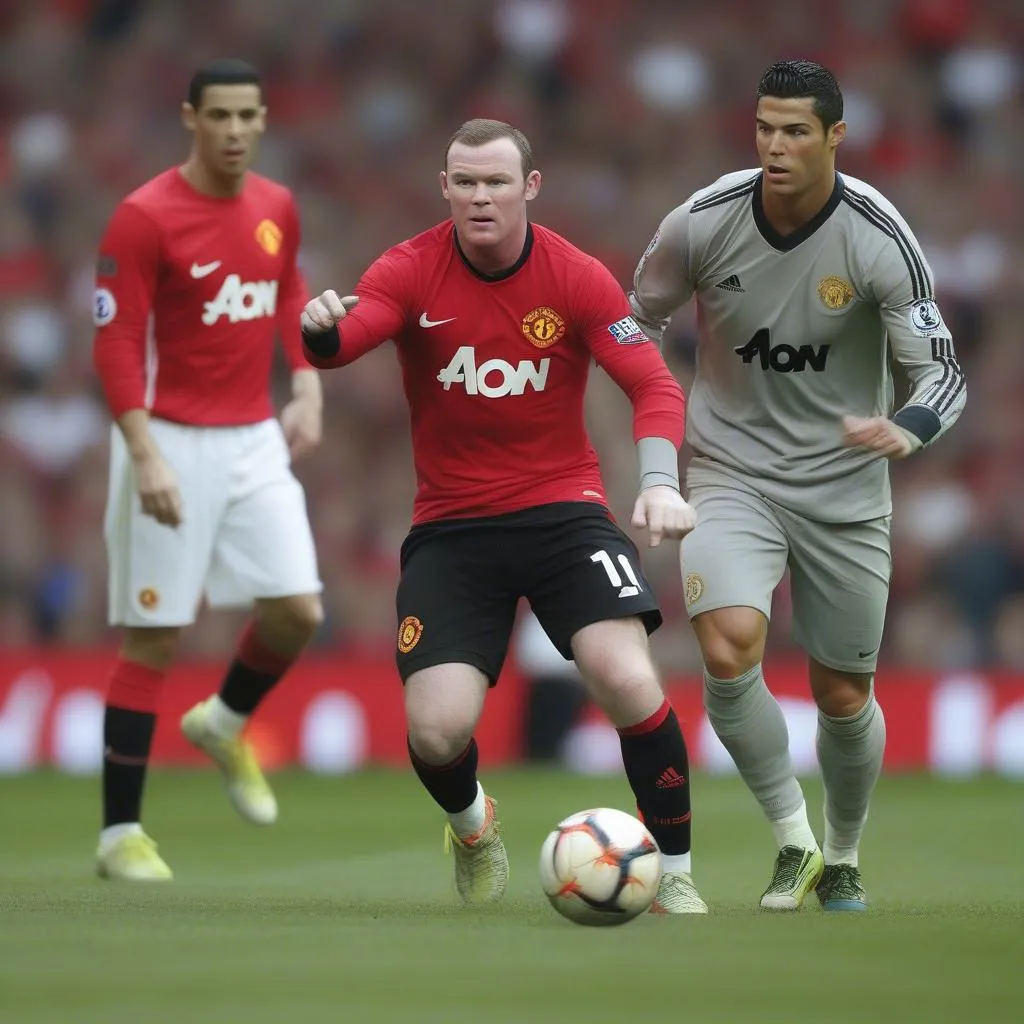 Rooney và Ronaldo thi đấu trong màu áo Manchester United