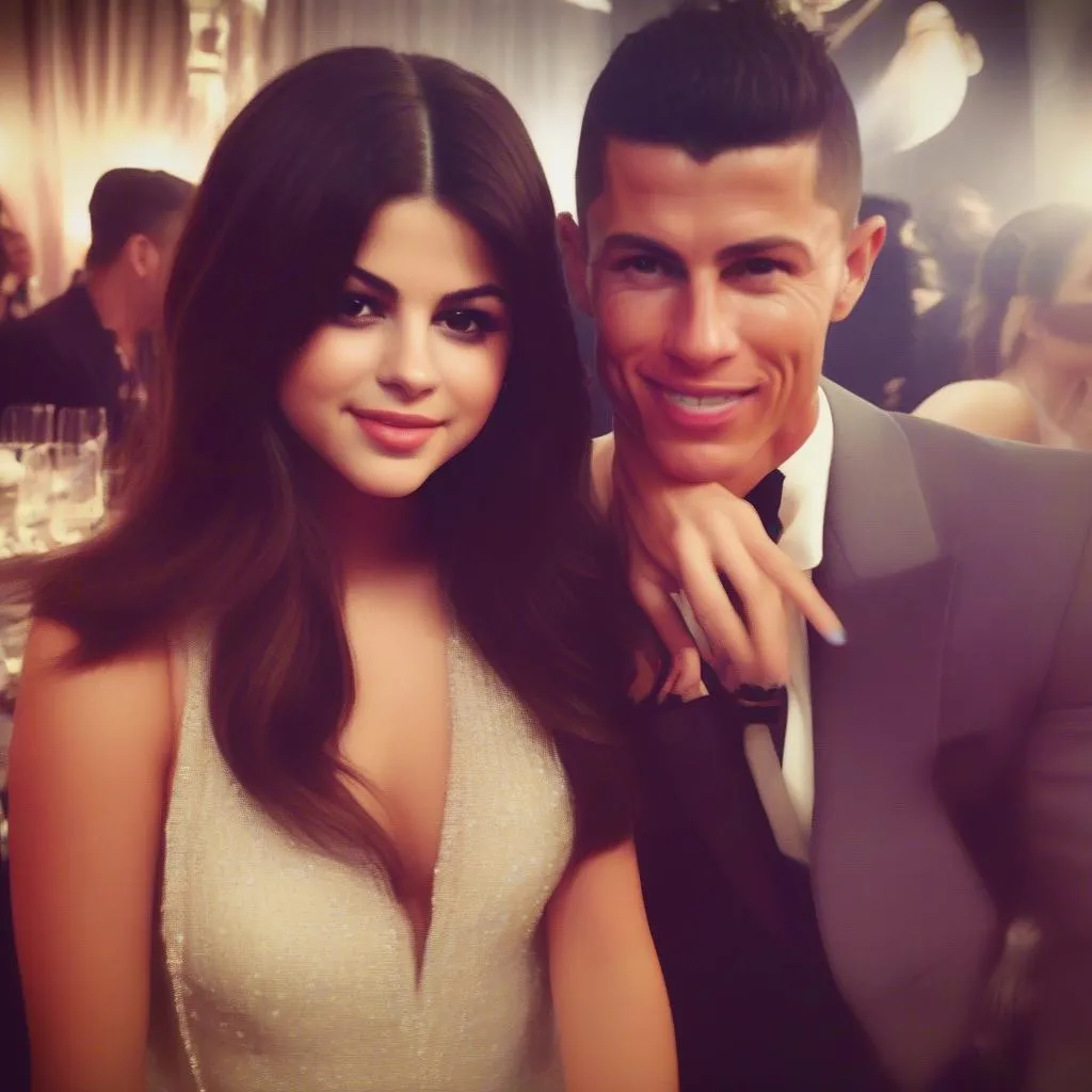 Selena Gomez và Ronaldo chụp ảnh cùng nhau tại một bữa tiệc