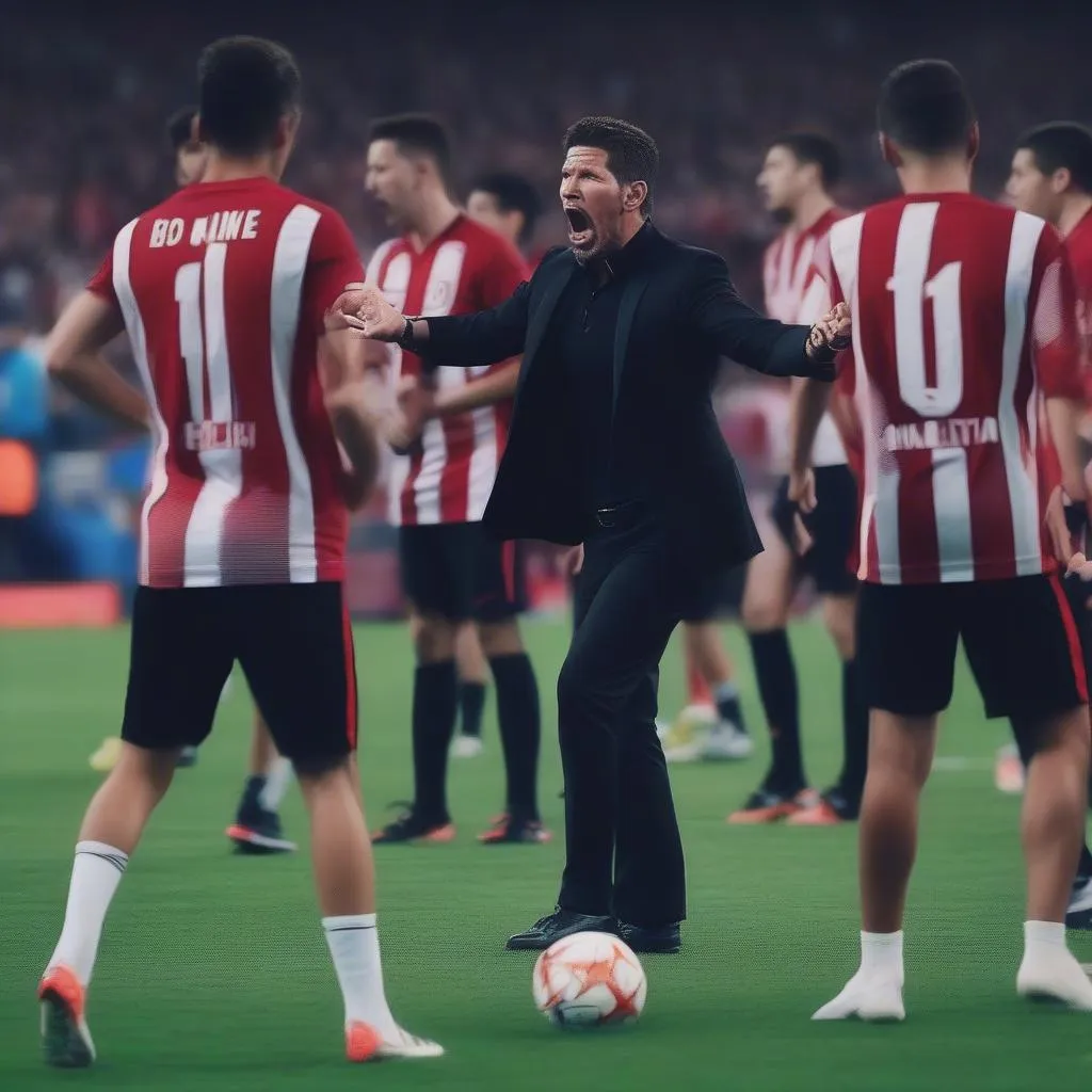 Diego Simeone huấn luyện các cầu thủ với tinh thần nhiệt huyết