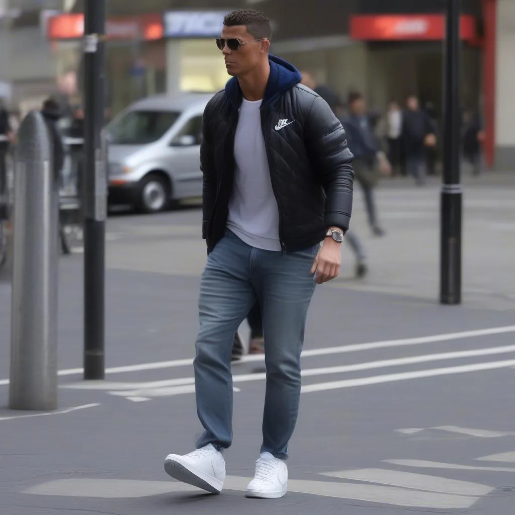 Ronaldo diện giày Nike Air Force 1, phong cách thời trang đường phố