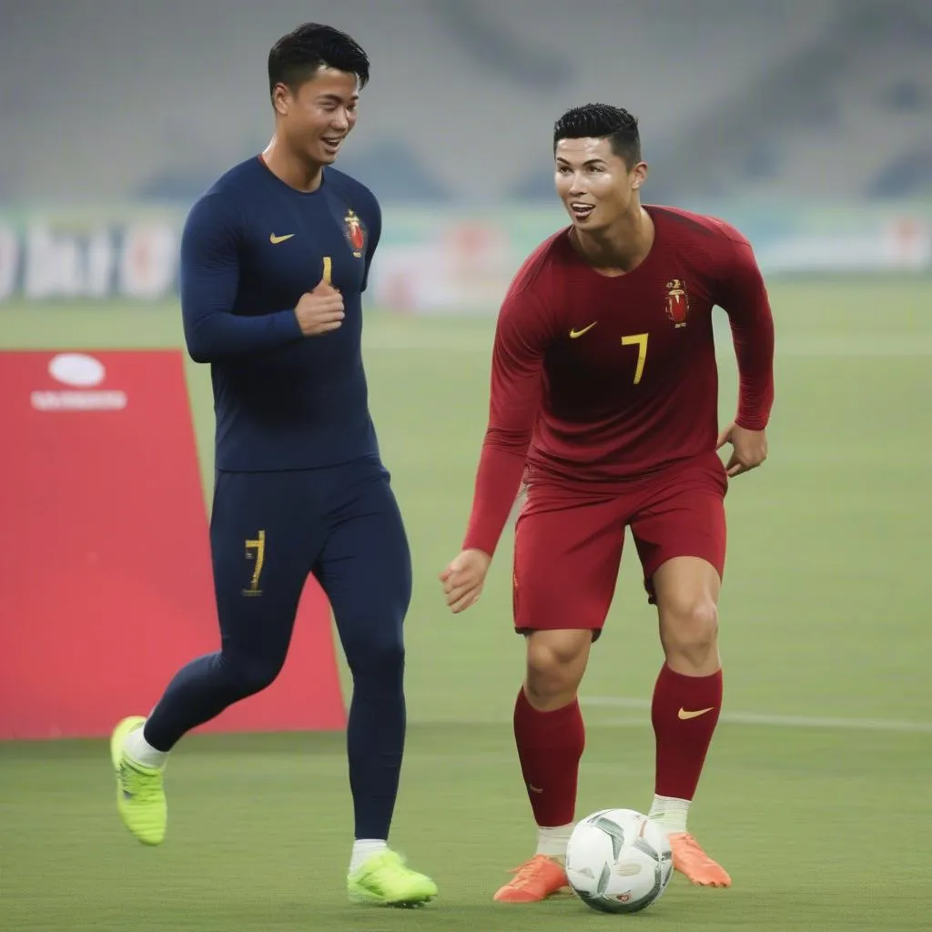 Son và Ronaldo chơi bóng