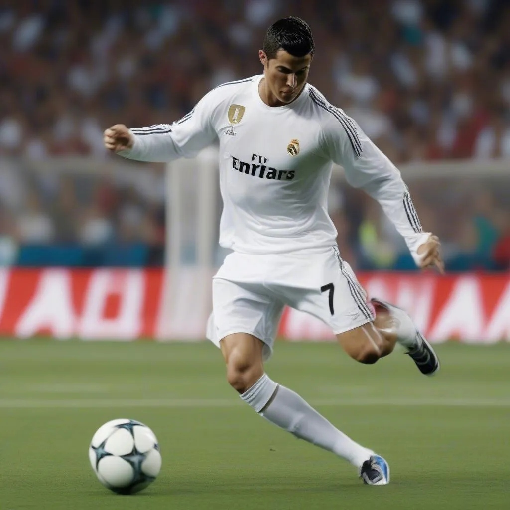 Cristiano Ronaldo showcasing his signature Elastico move during a match