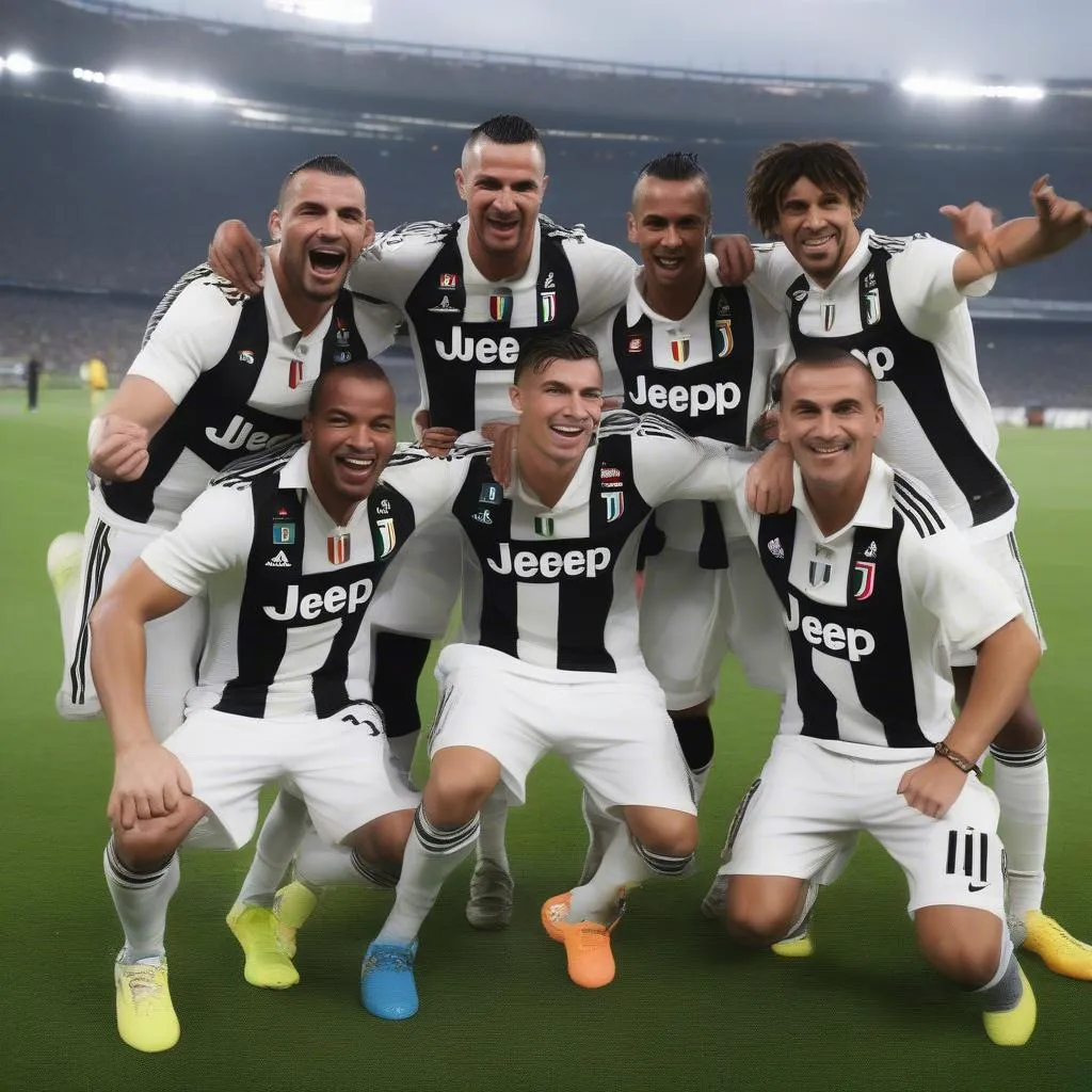 Team Ronaldo tại Juventus: Ronaldo, Chiellini, Bonucci, Dybala, Cuadrado