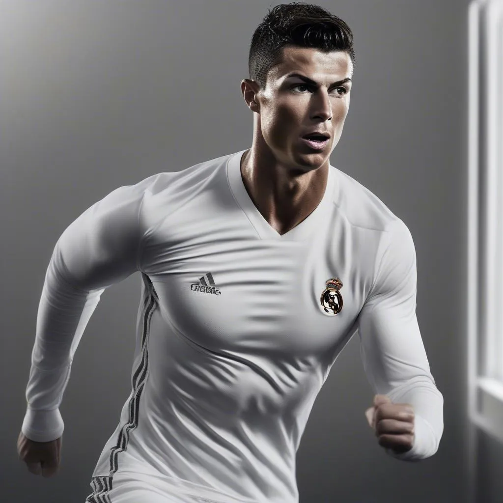 Cầu thủ bóng đá Cristiano Ronaldo với thân hình săn chắc