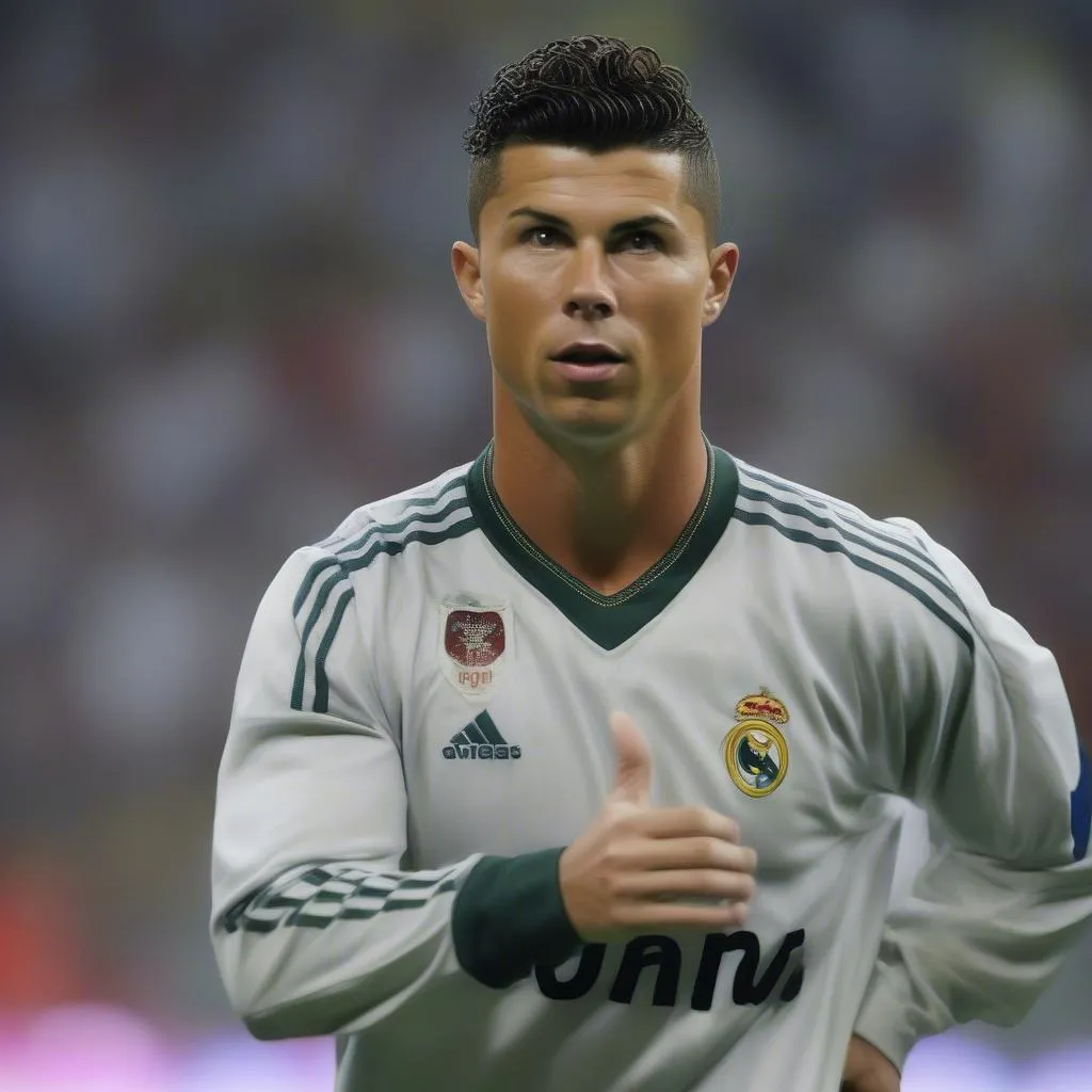 Ronaldo với kiểu tóc "dẹp" đặc trưng