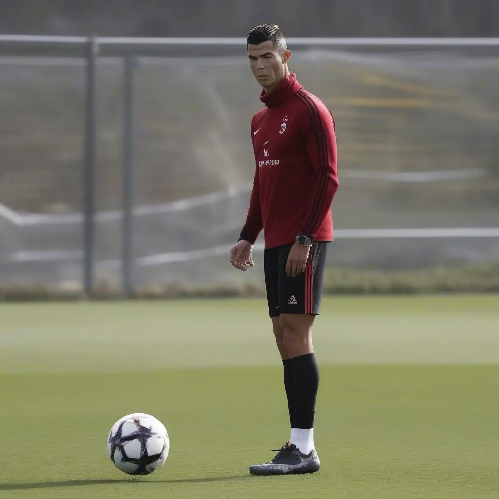 Ronaldo luyện tập sút phạt