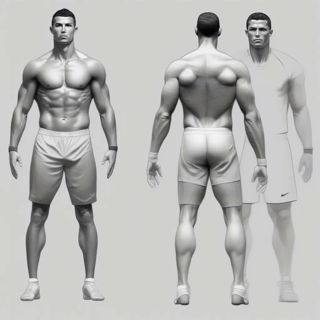 Vẽ hình dáng cơ thể Ronaldo