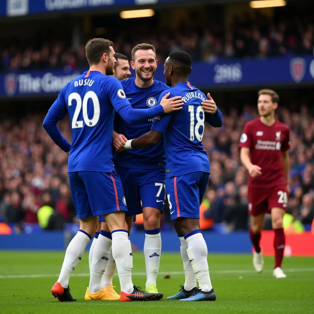 Cầu thủ Chelsea ăn mừng bàn thắng