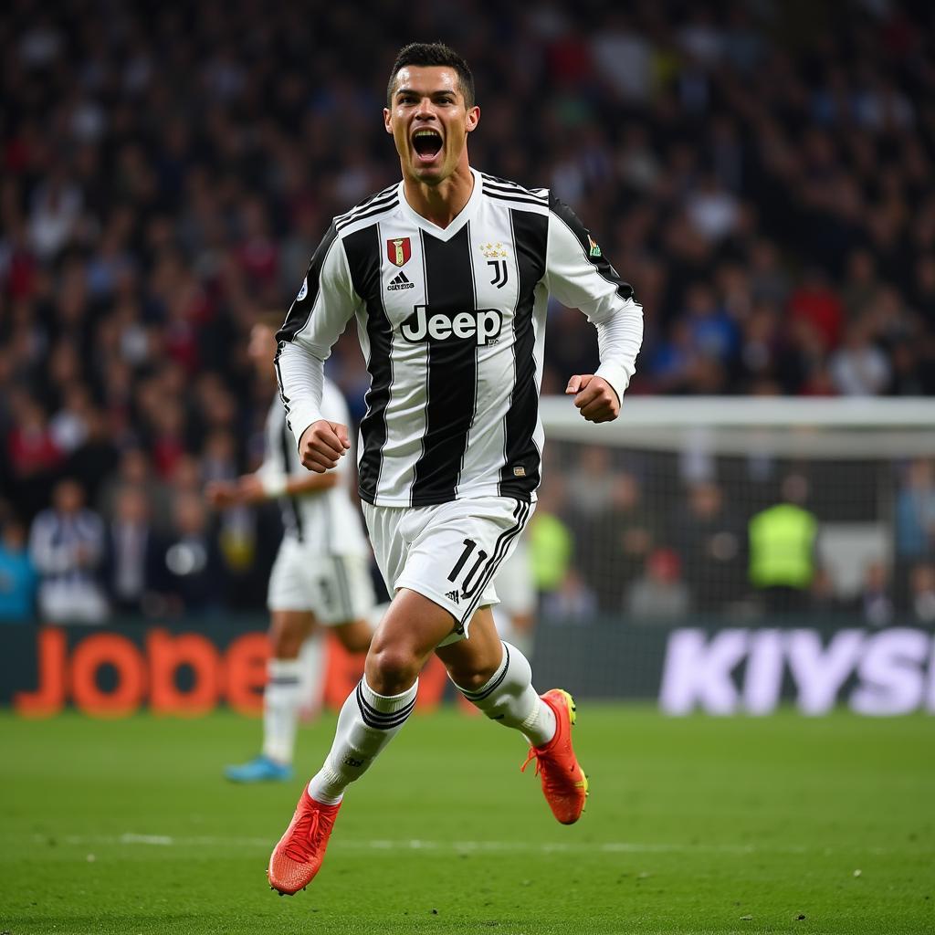 Cristiano Ronaldo ăn mừng bàn thắng trong màu áo Juventus