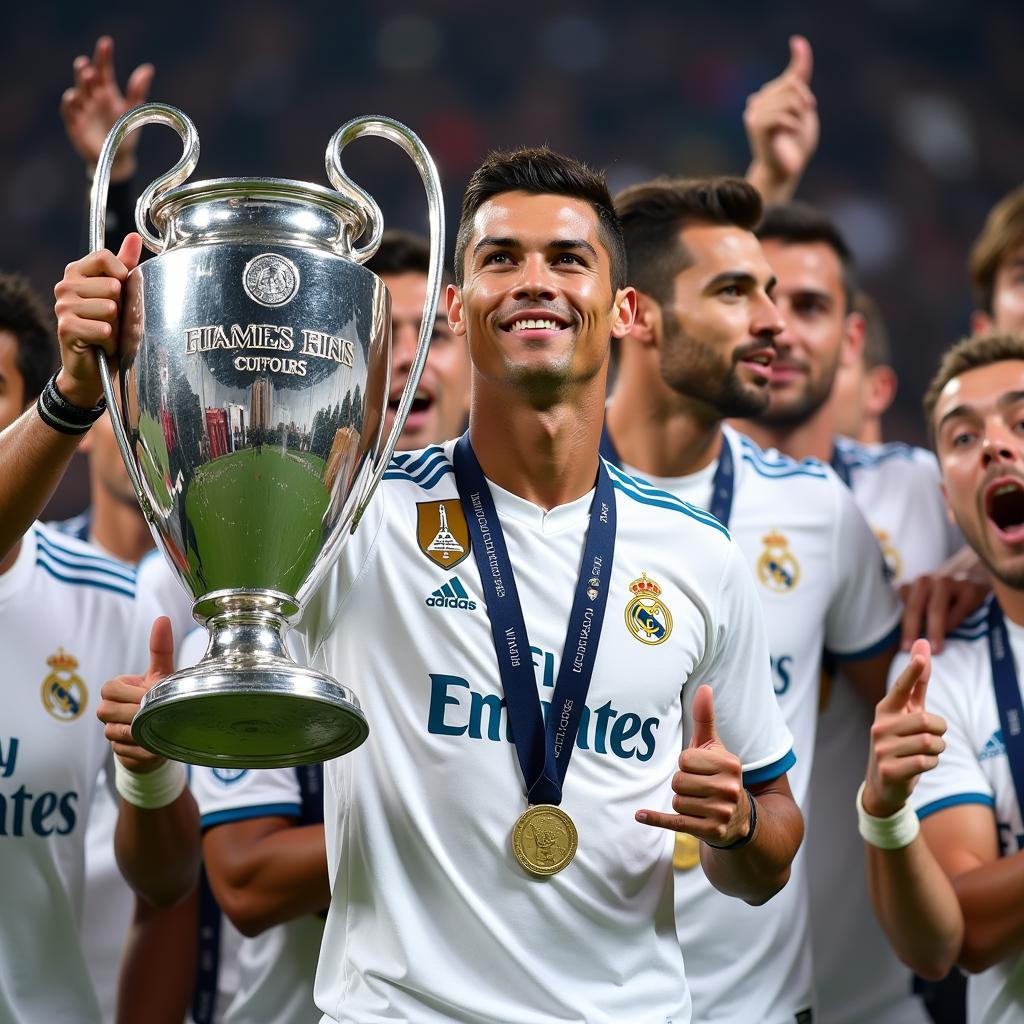 Cristiano Ronaldo ăn mừng chức vô địch Champions League 2018