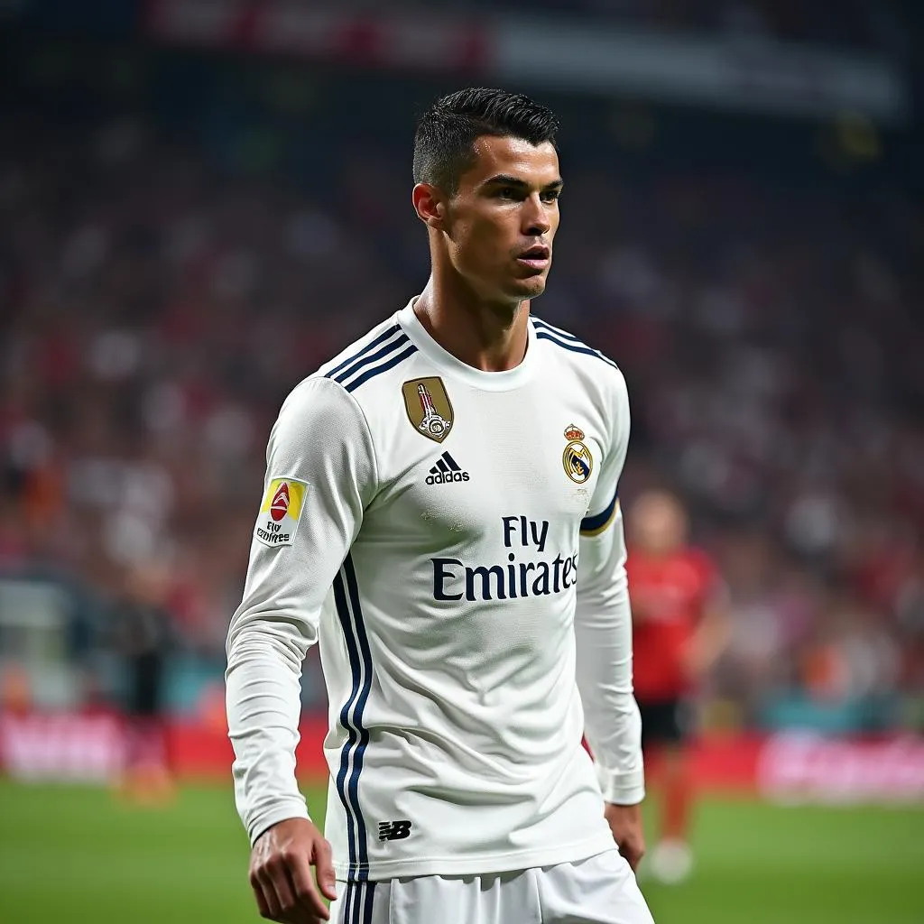 Cristiano Ronaldo trong màu áo Real Madrid đối đầu Sevilla