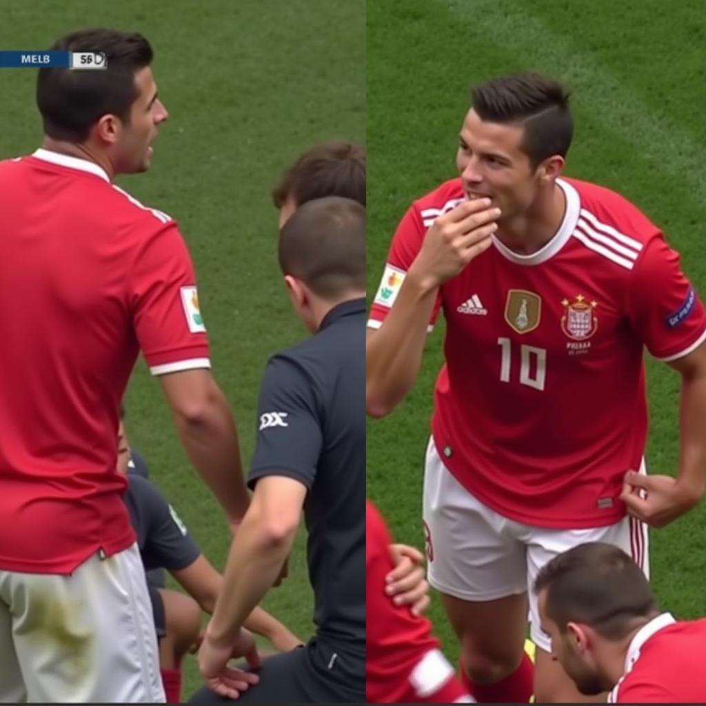 Cristiano Ronaldo being injured during the Euro 2016 final