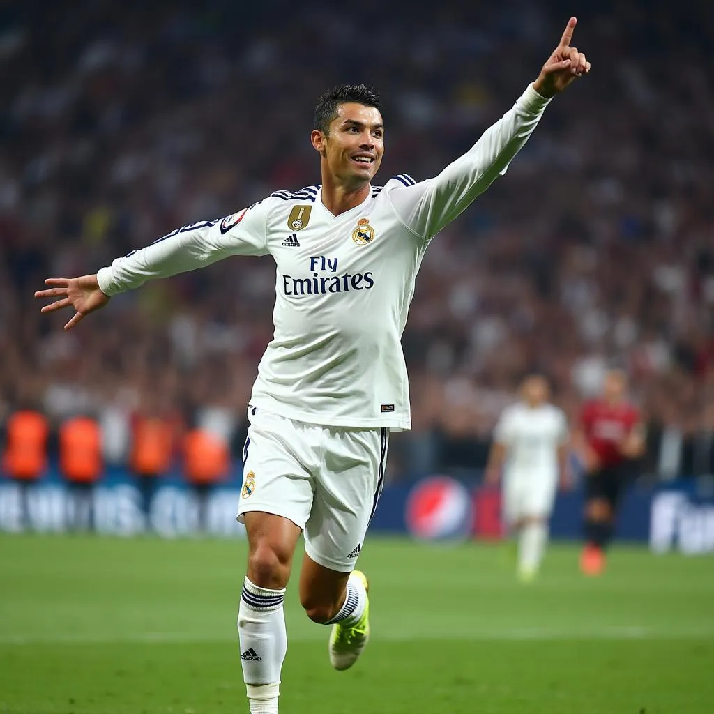 Cristiano Ronaldo celebrates with the Champions League trophy after leading Real Madrid to victory