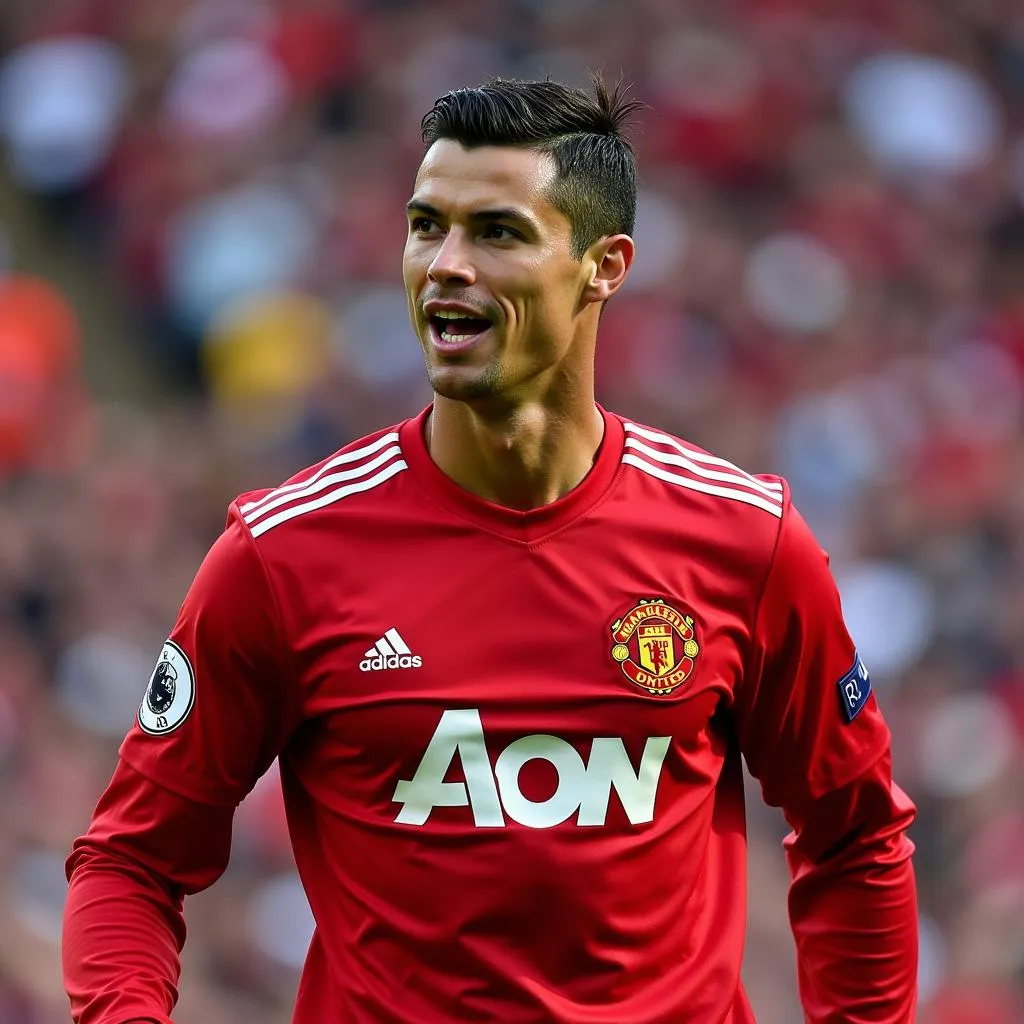 Ronaldo gia nhập Manchester United từ Sporting CP năm 2003