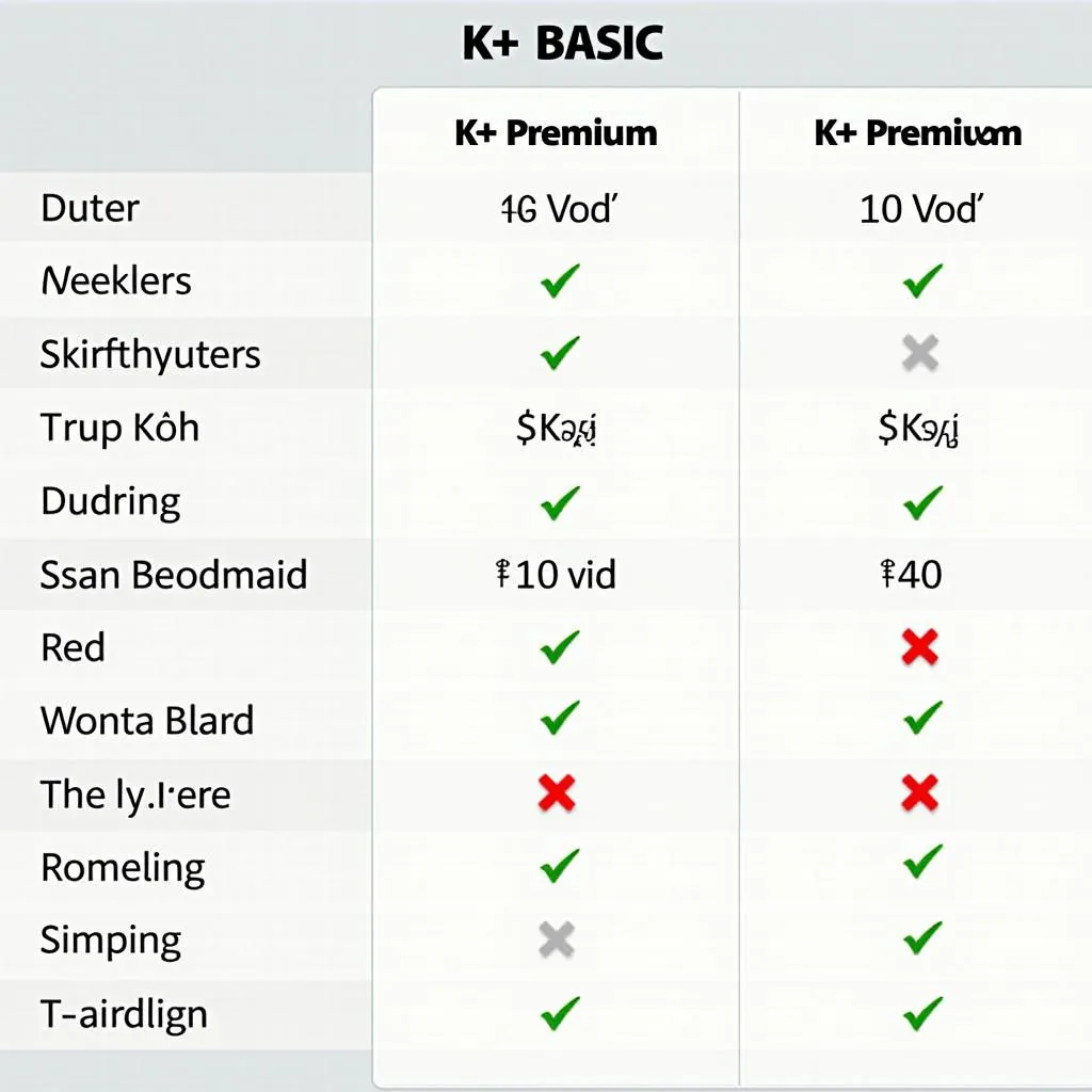 Gói cước K+ Basic và K+ Premium