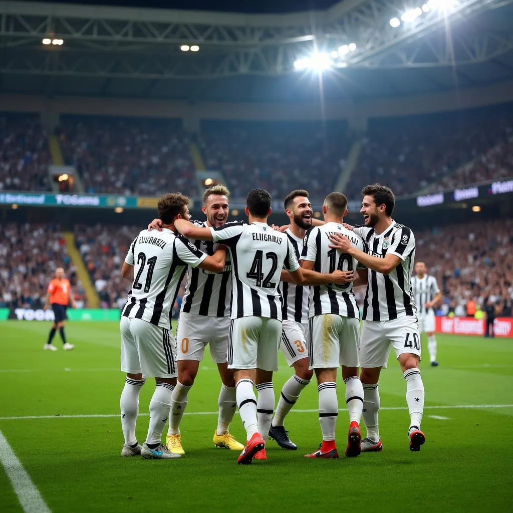 Cầu thủ Juventus ăn mừng chiến thắng