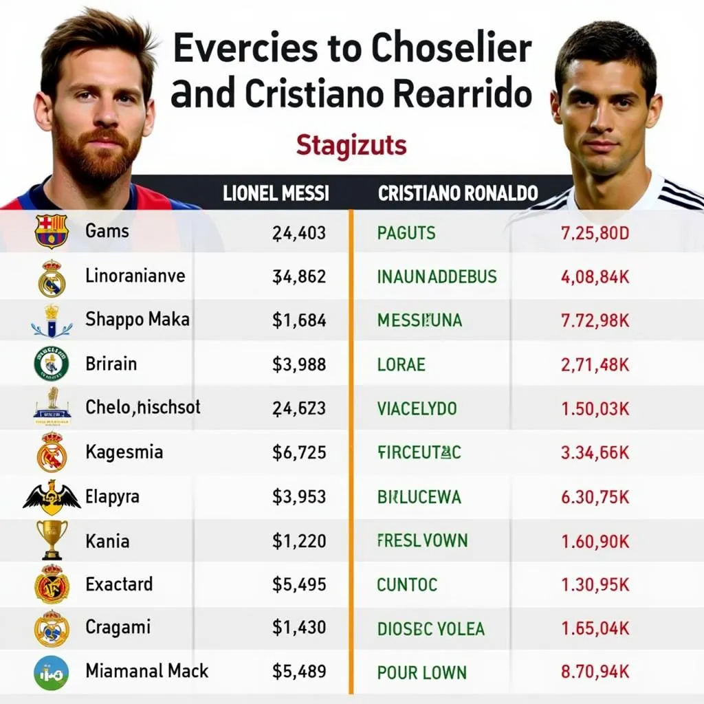 Comparison of Messi and Ronaldo's Key Statistics