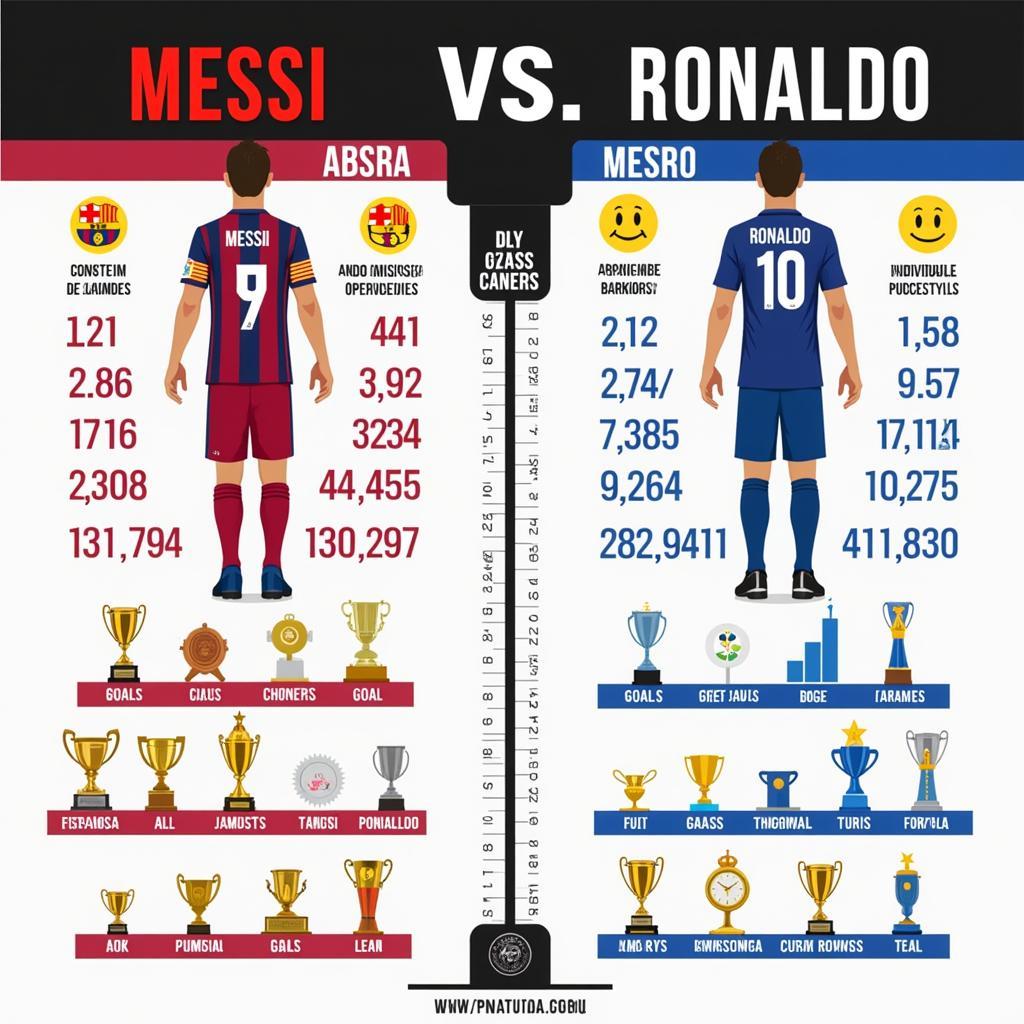 So sánh thành tích giữa Messi và Ronaldo