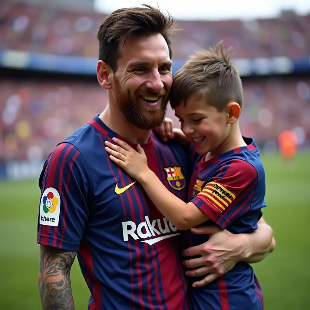 Messi và con trai Thiago ăn mừng chức vô địch