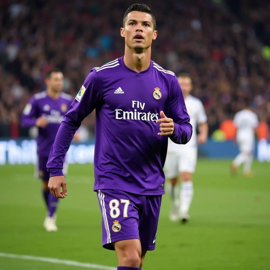 Ronaldo in the 2018 Real Madrid away kit