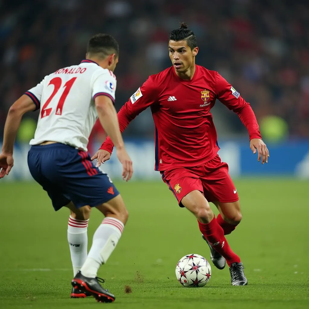 Ronaldo Dribbling Past a Defender in 2014