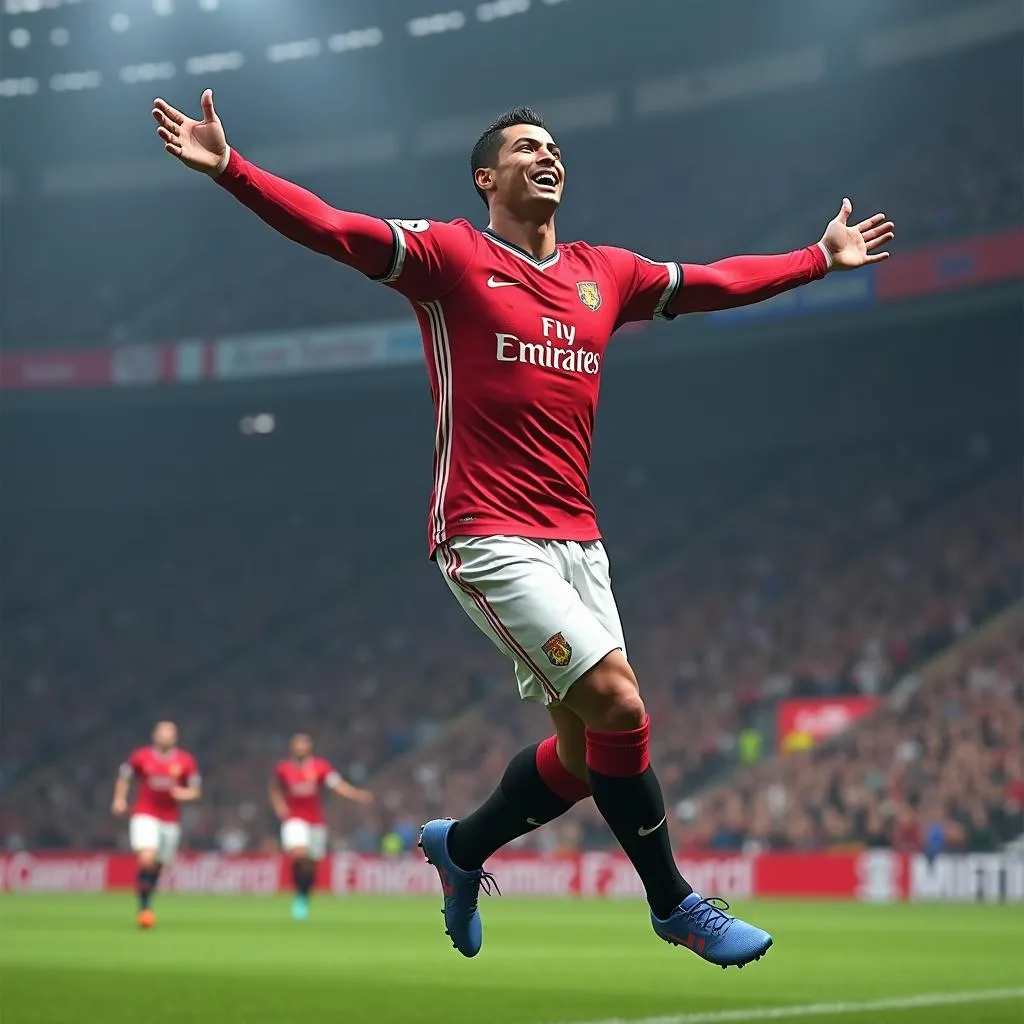 Ronaldo ăn mừng bàn thắng trong PES 2019 Mobile