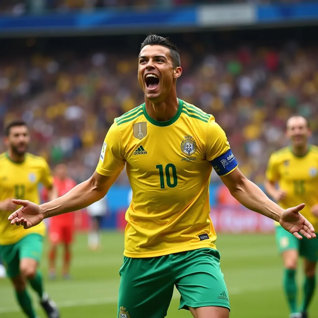 Ronaldo ăn mừng bàn thắng tại World Cup