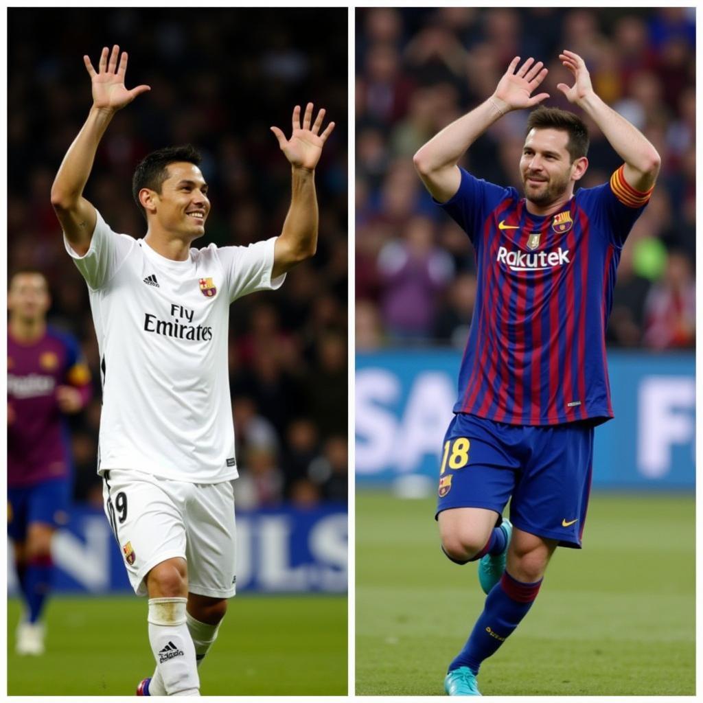 Ronaldo ăn mừng kiểu Messi gây tranh cãi