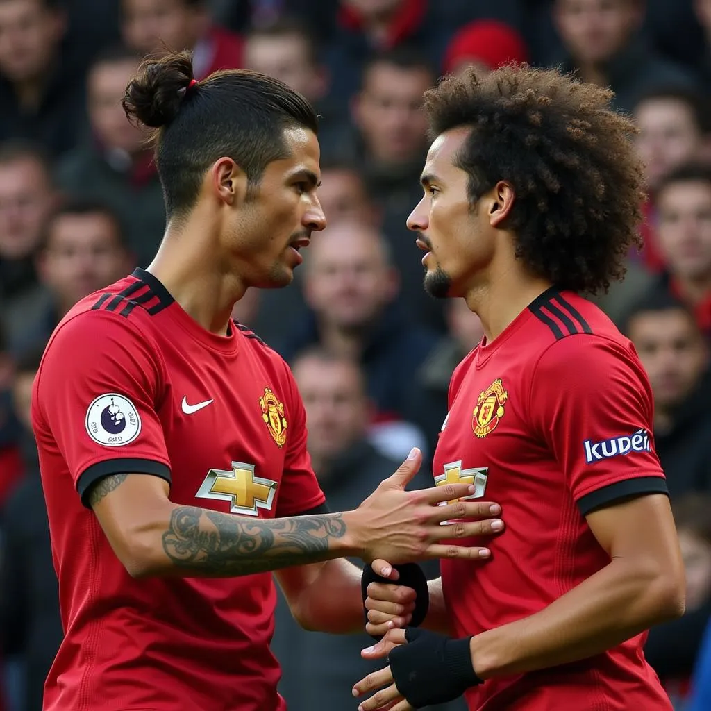 Ronaldo and Cavani Celebrating with Fans