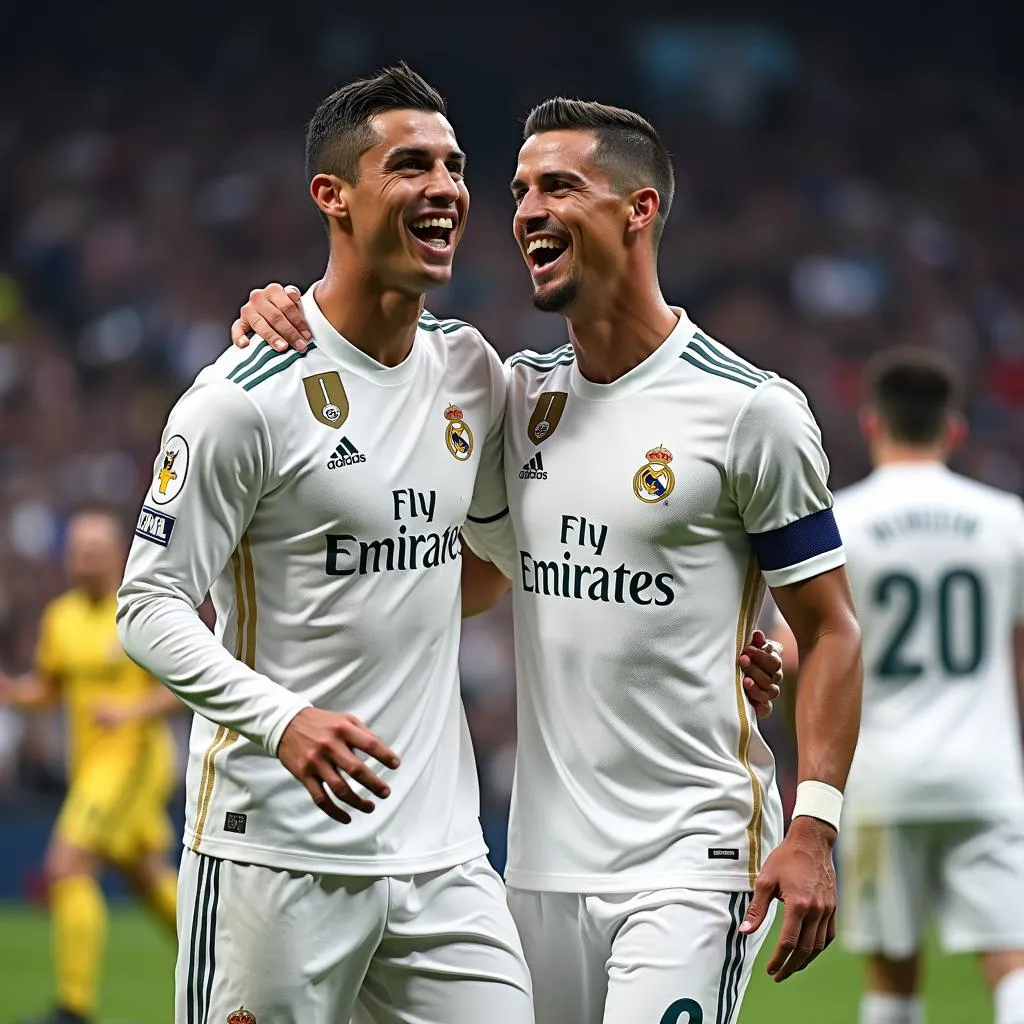 Ronaldo và Asensio trong màu áo Real Madrid