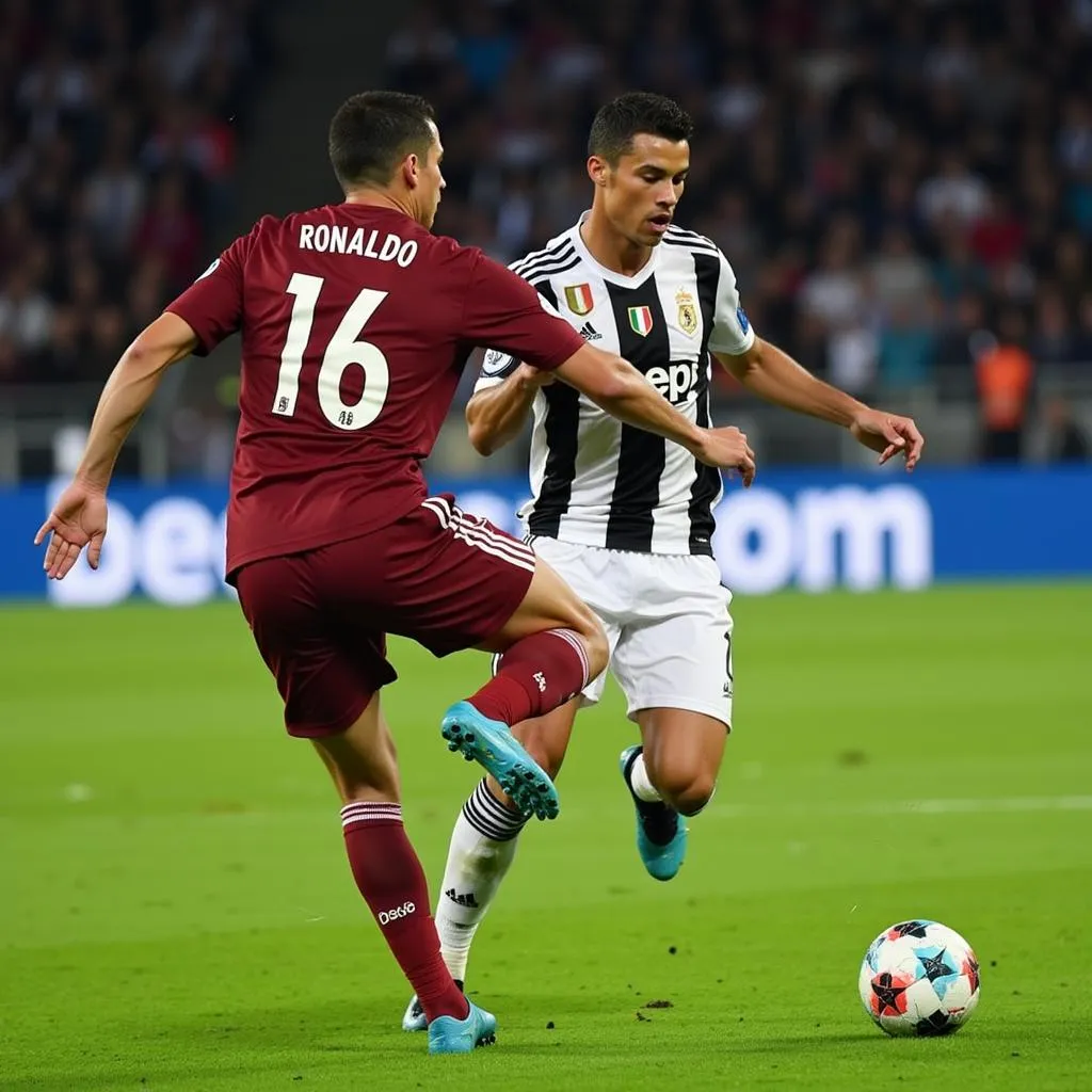 Ronaldo ghi bàn bằng cú sút trái phá vào lưới Juventus