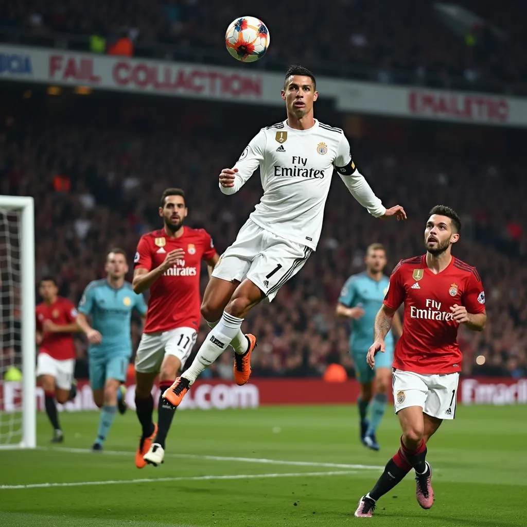 Cristiano Ronaldo bật nhảy ghi bàn