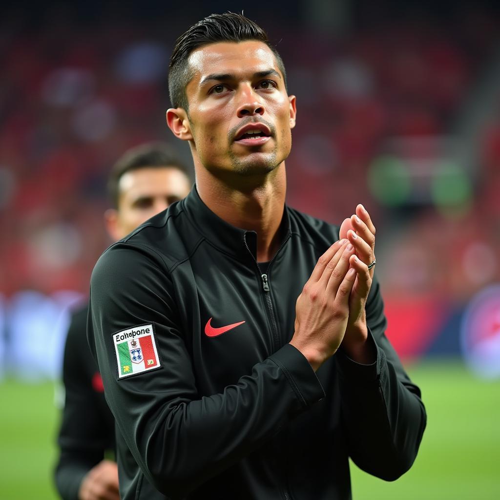 Ronaldo Bồ Đào Nha cổ vũ đồng đội từ ngoài đường biên