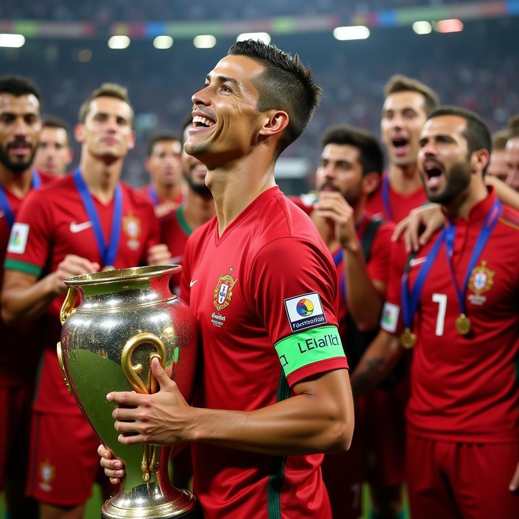 Ronaldo Bồ Đào Nha ăn mừng chiến thắng tại EURO 2016