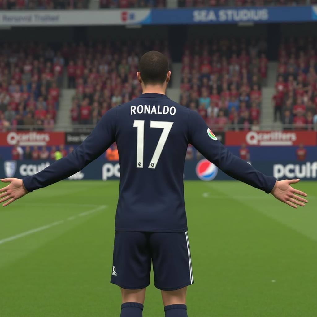 Ronaldo performing his "Calm Down" celebration in PES 2016