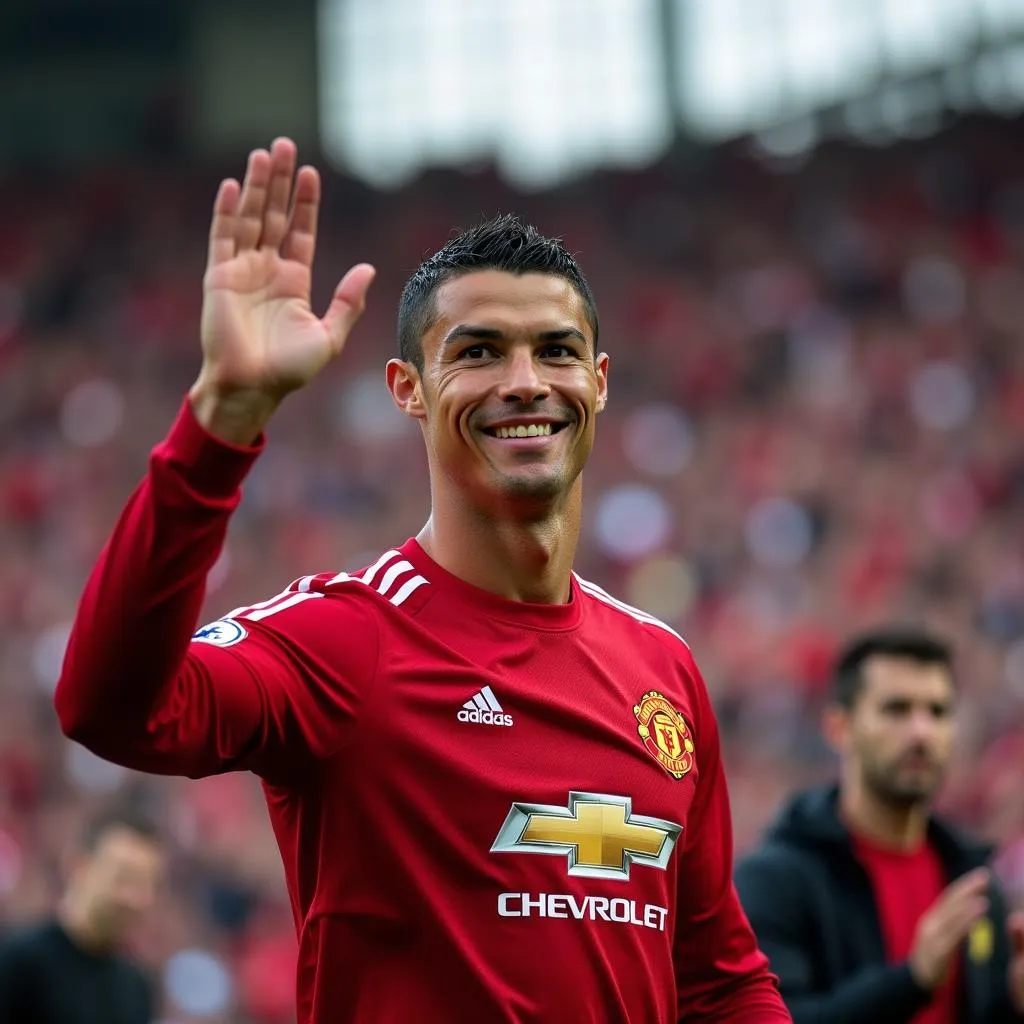 Ronaldo chào khán giả tại Old Trafford