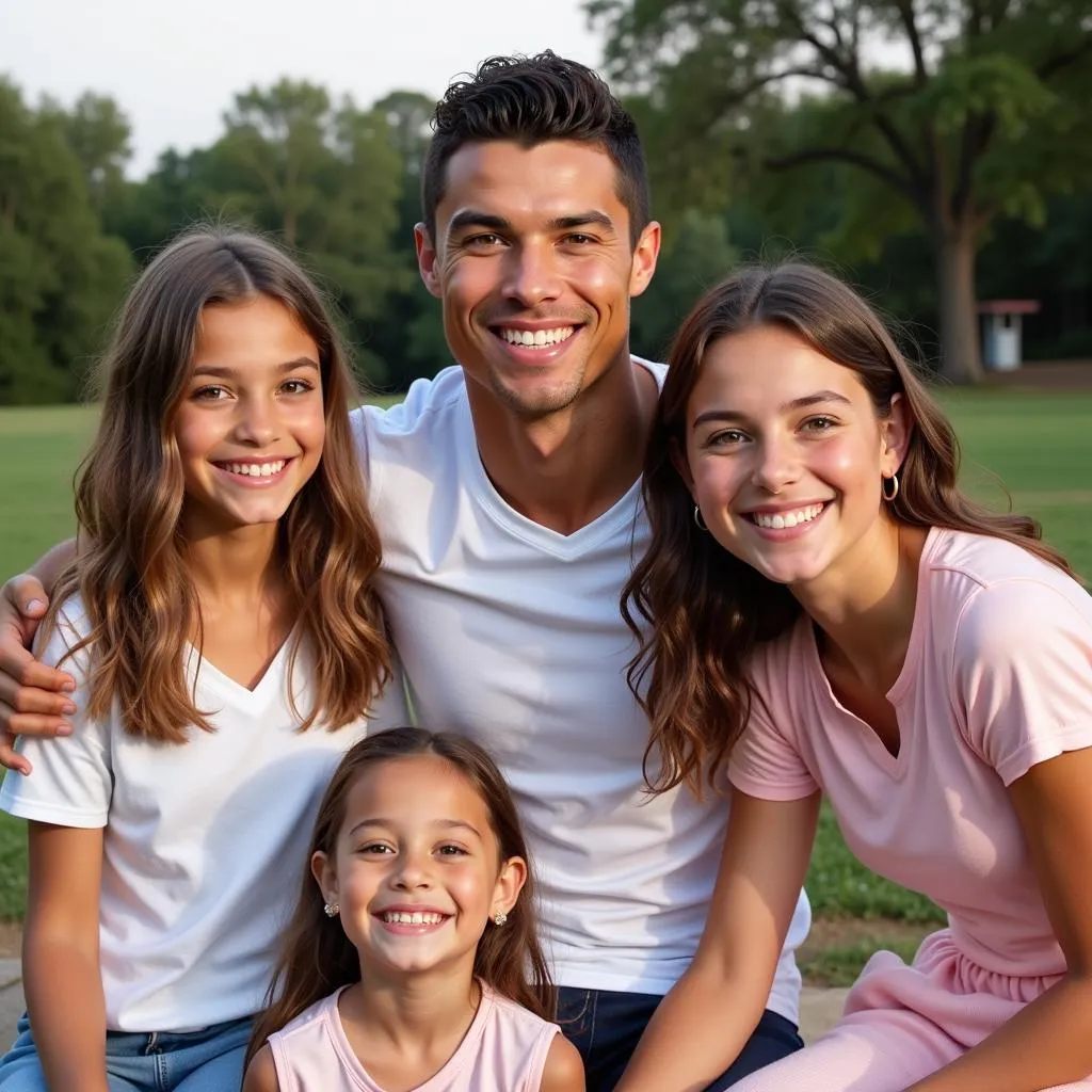 Cristiano Ronaldo with his four children