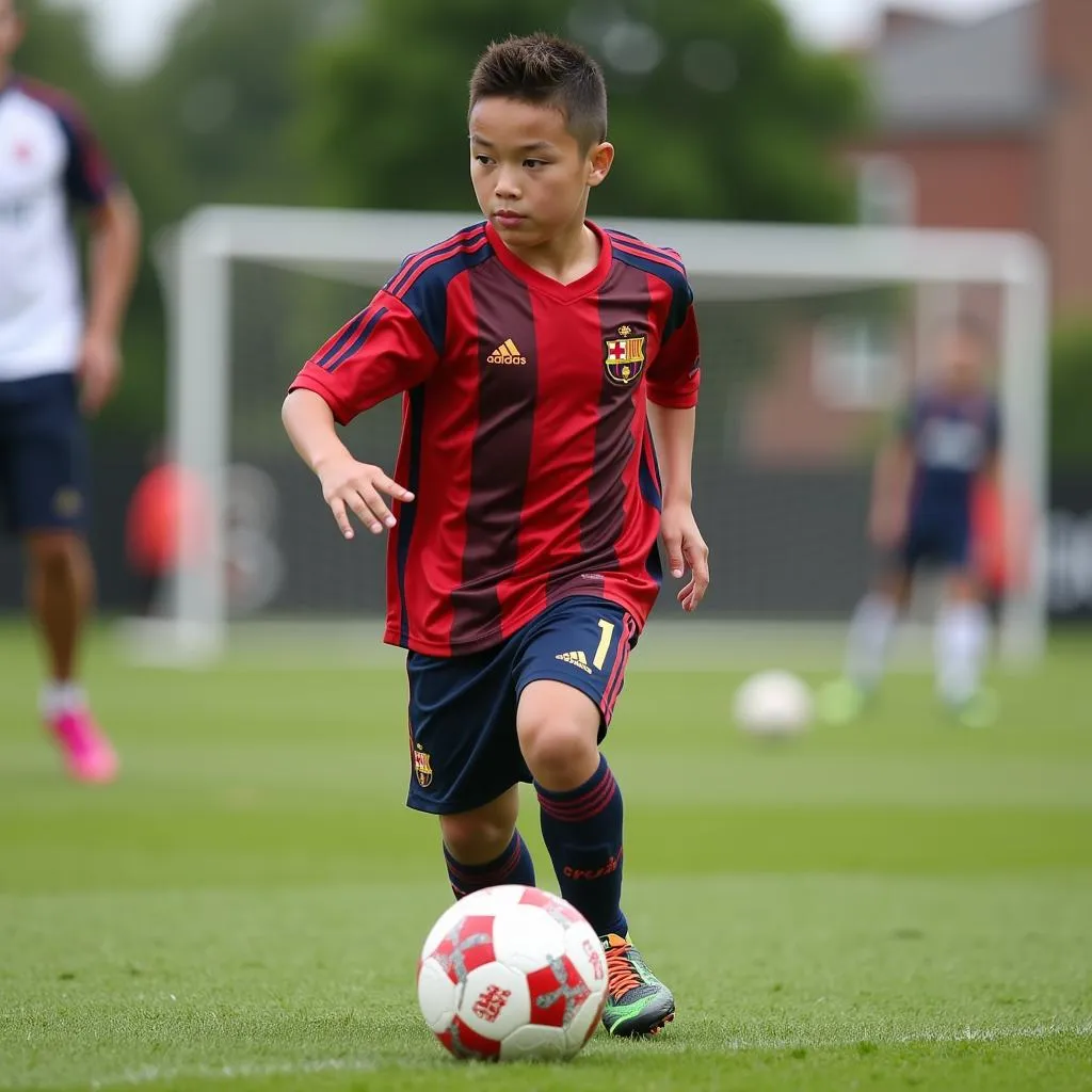 Cristiano Jr. playing football