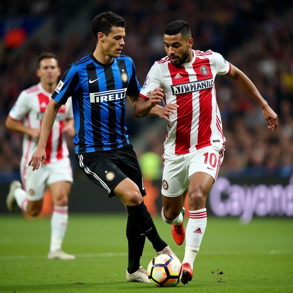 Ronaldo de Lima dribbling past a defender while wearing the number 10 jersey