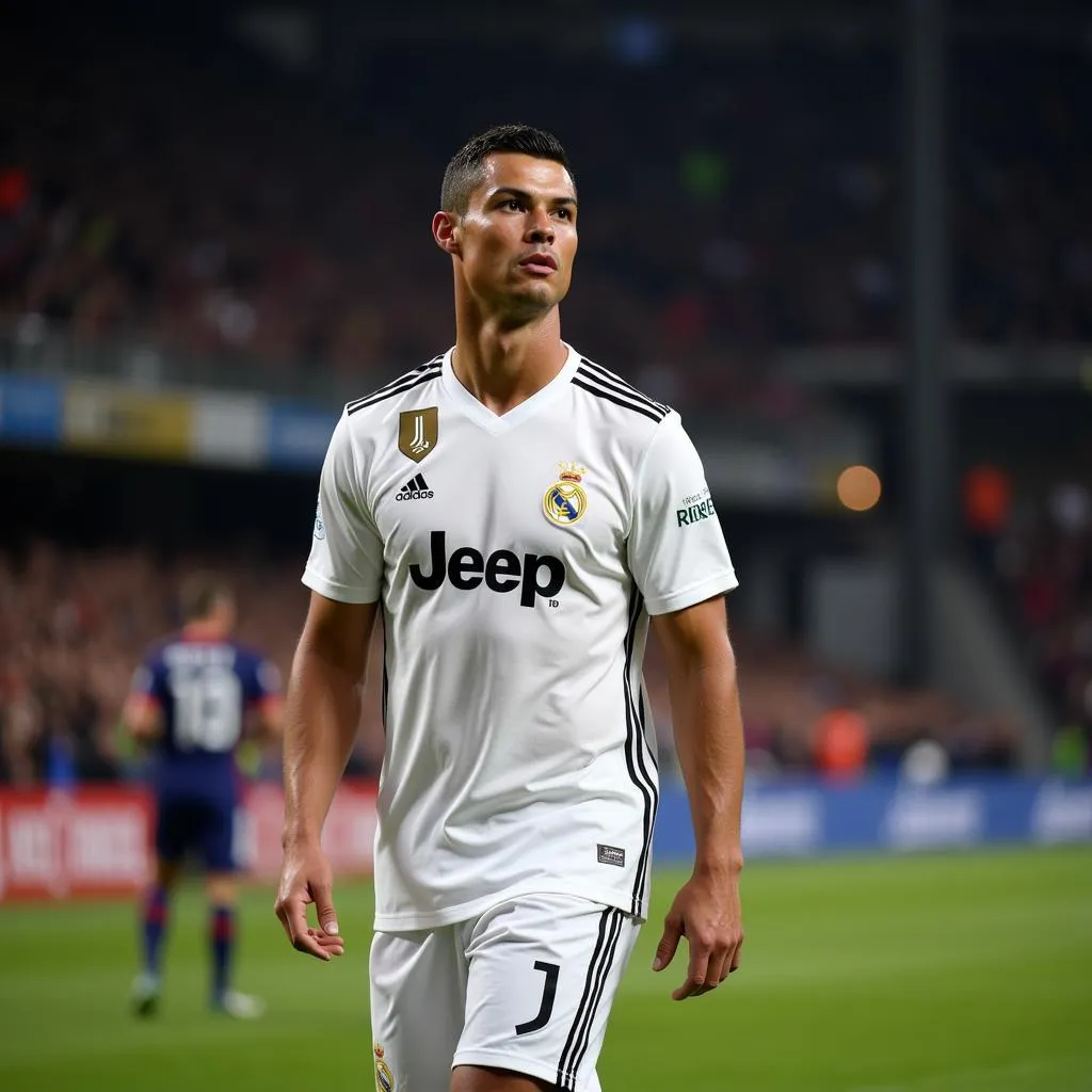 Ronaldo trong bộ trang phục thi đấu của Juventus