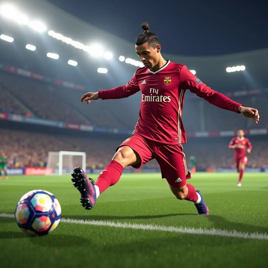 Cristiano Ronaldo dứt điểm tung lưới đối phương trong FIFA 18