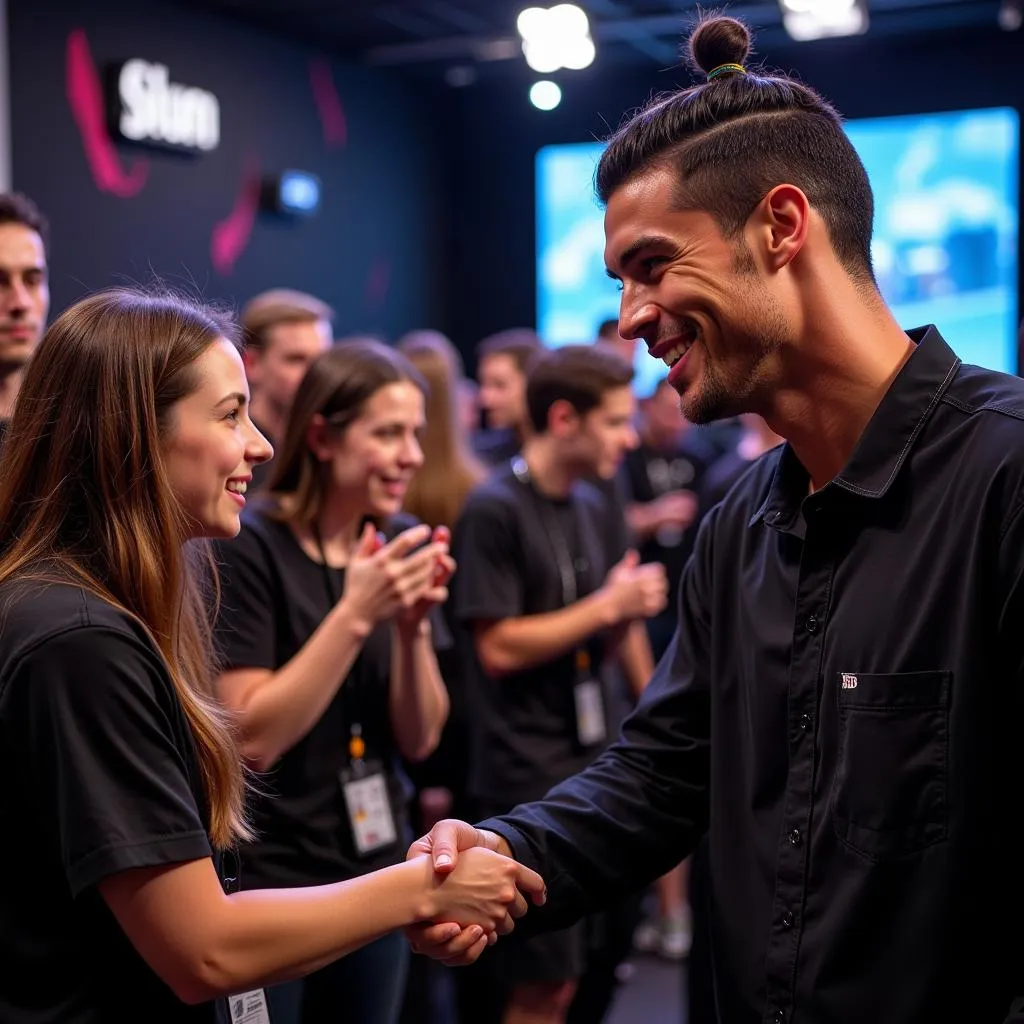 Ronaldo interacts with fans