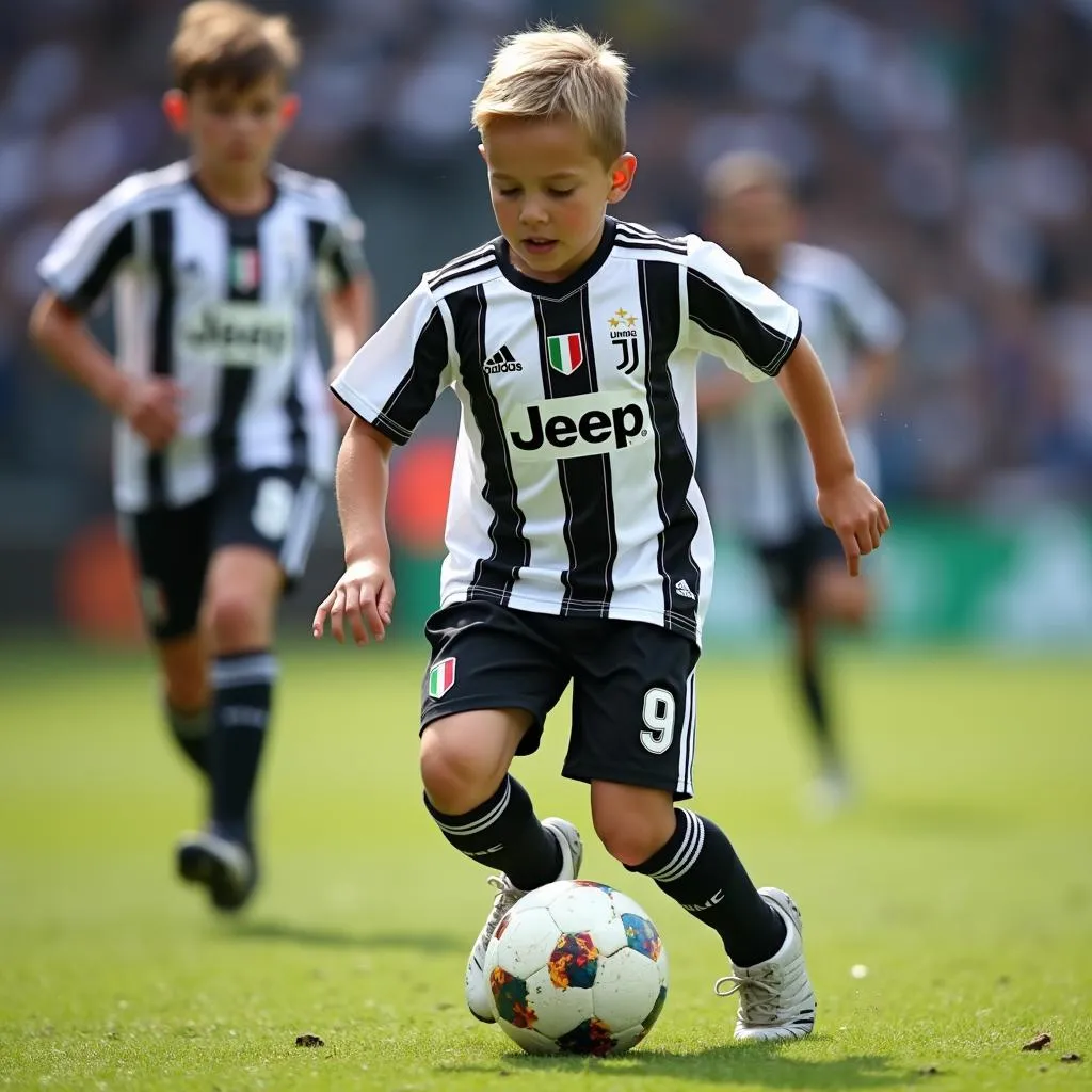 JR Ronaldo thi đấu cho Juventus U9