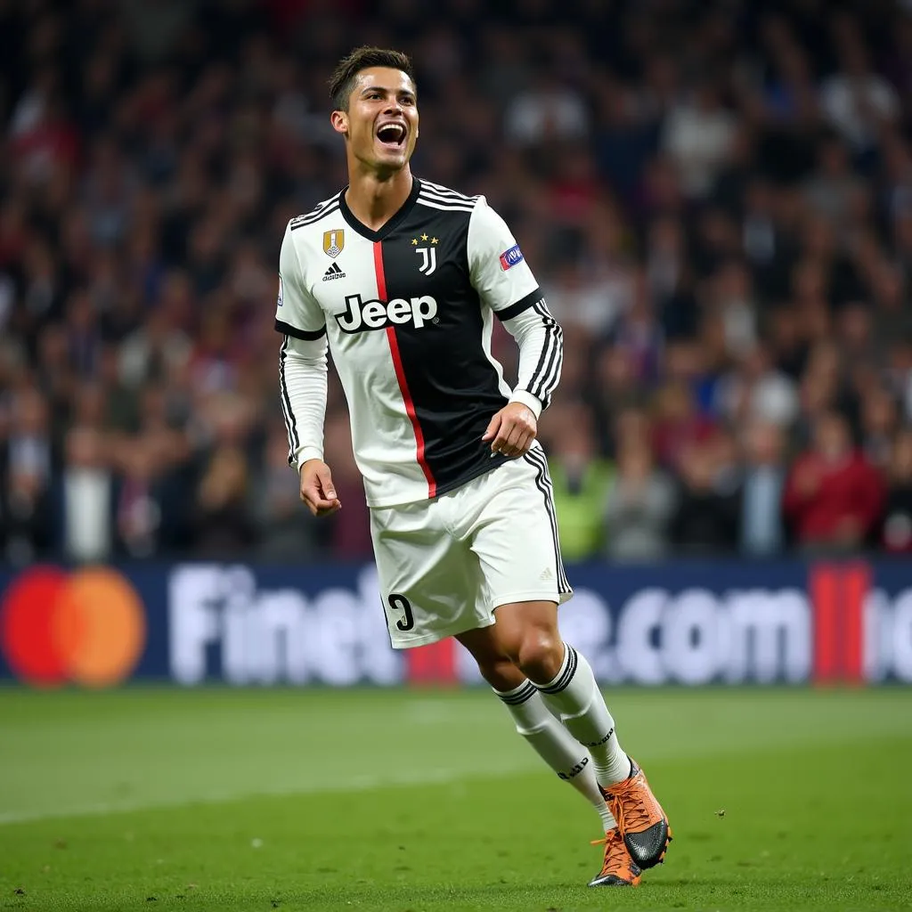 Cristiano Ronaldo celebrating a goal for Juventus