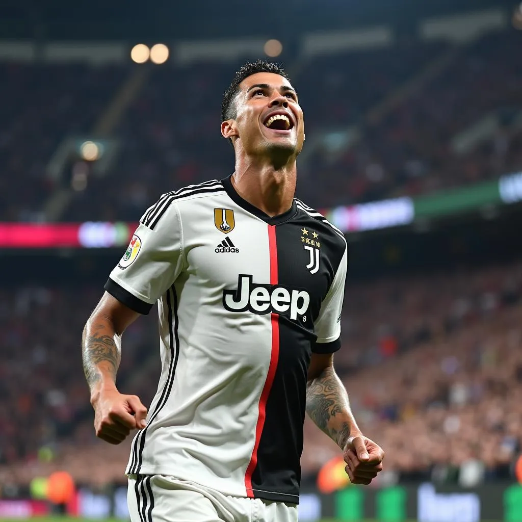 Ronaldo ăn mừng bàn thắng trong màu áo Juventus