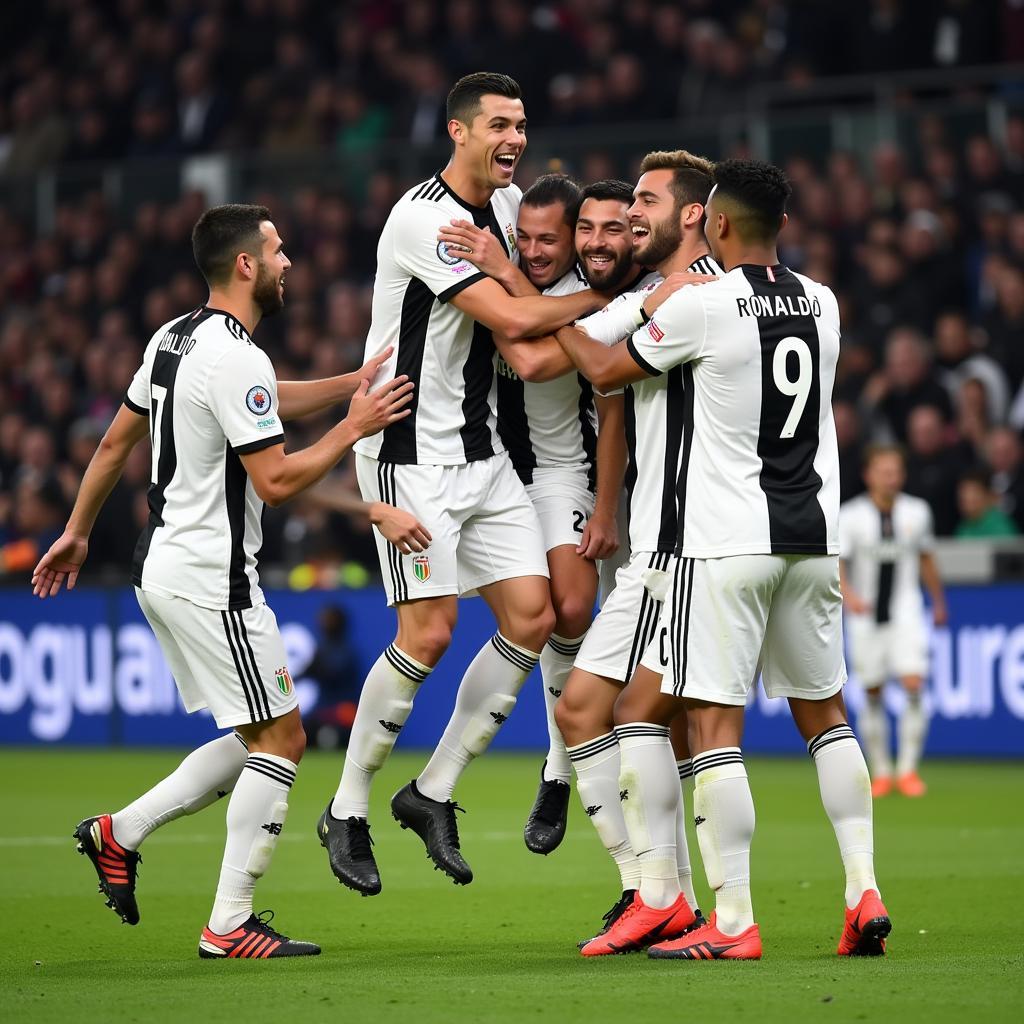 Ronaldo Celebrating with Juventus Teammates