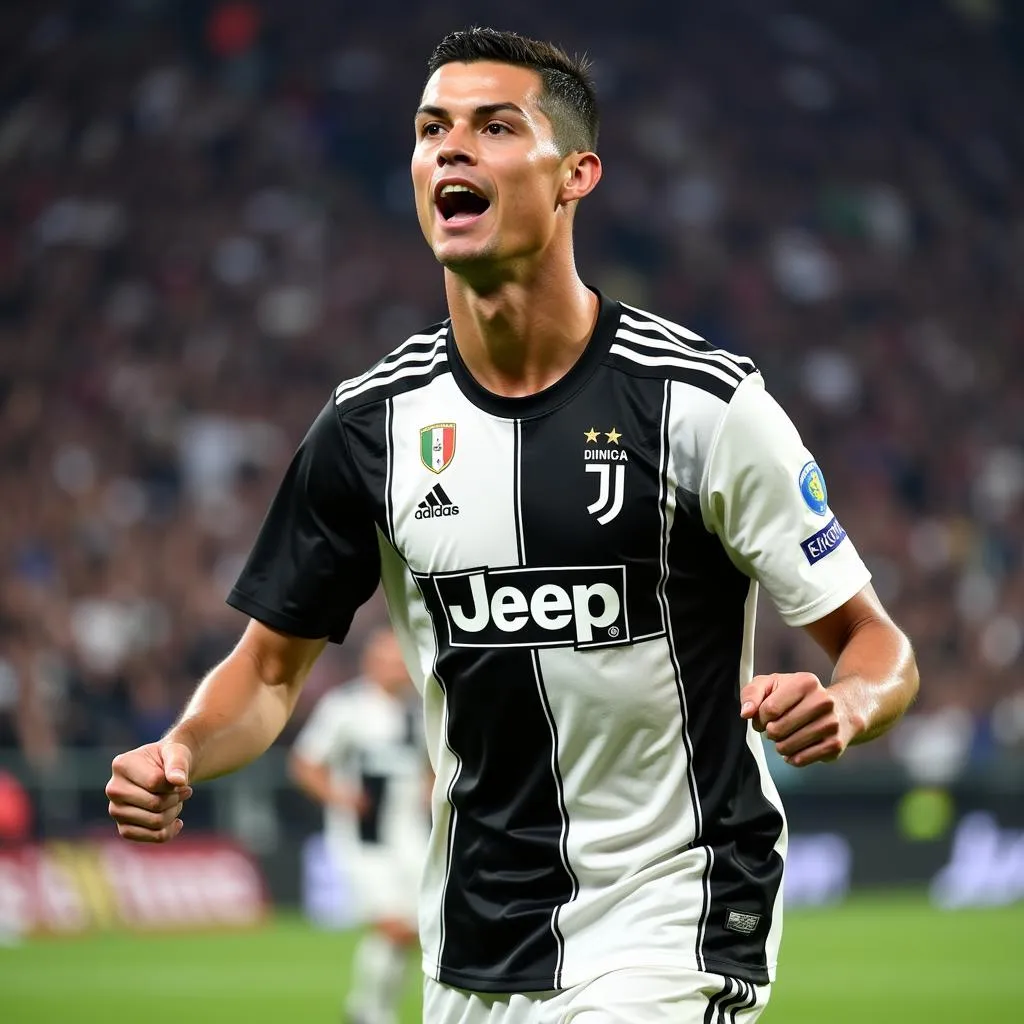 Cristiano Ronaldo celebrating a goal for Juventus