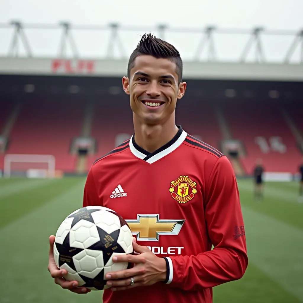 Cristiano Ronaldo trong màu áo Manchester United