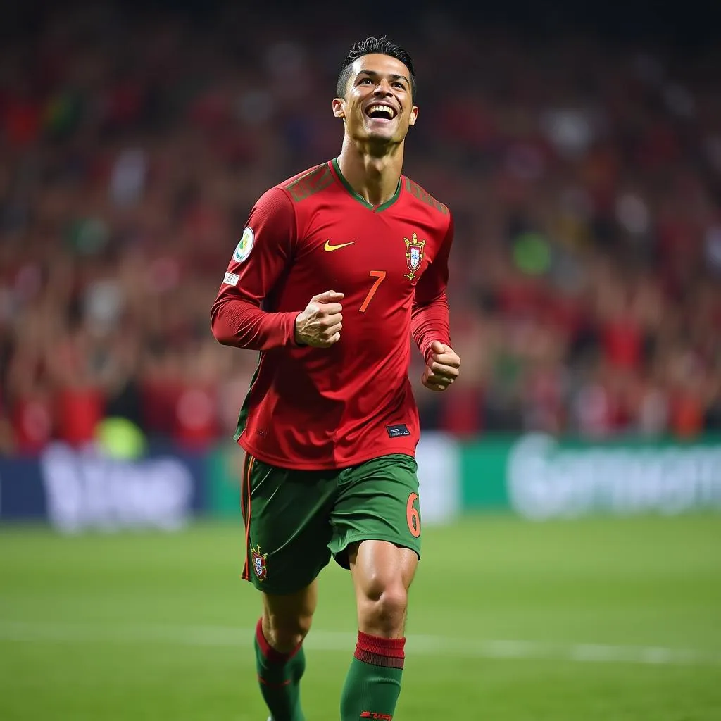 Cristiano Ronaldo ăn mừng bàn thắng lịch sử